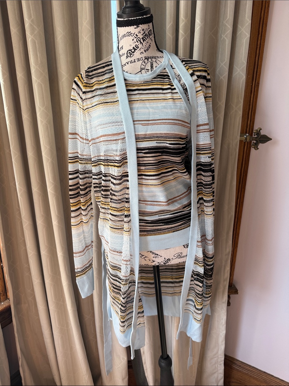 White House Black Market Lightweight Belted Cardigan Set